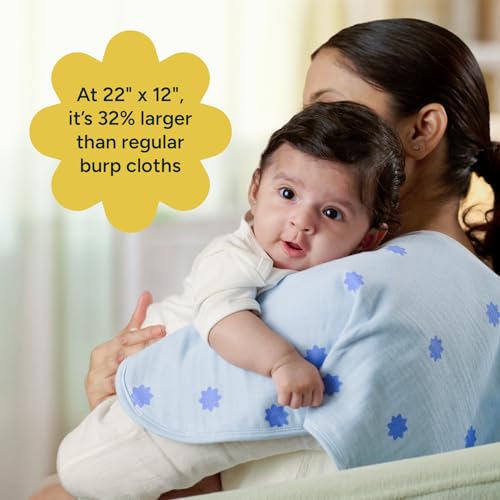 NINTARABABY Burp Cloths - 100% Organic Premium Muslin Cotton, Extra-Large 22" x 12" (55 cm x 30 cm), 7-Layer Absorbent & Waterproof, Reversible, Soft & Hypoallergenic, Gifts for Newborns, Pack of 2 - Image 5