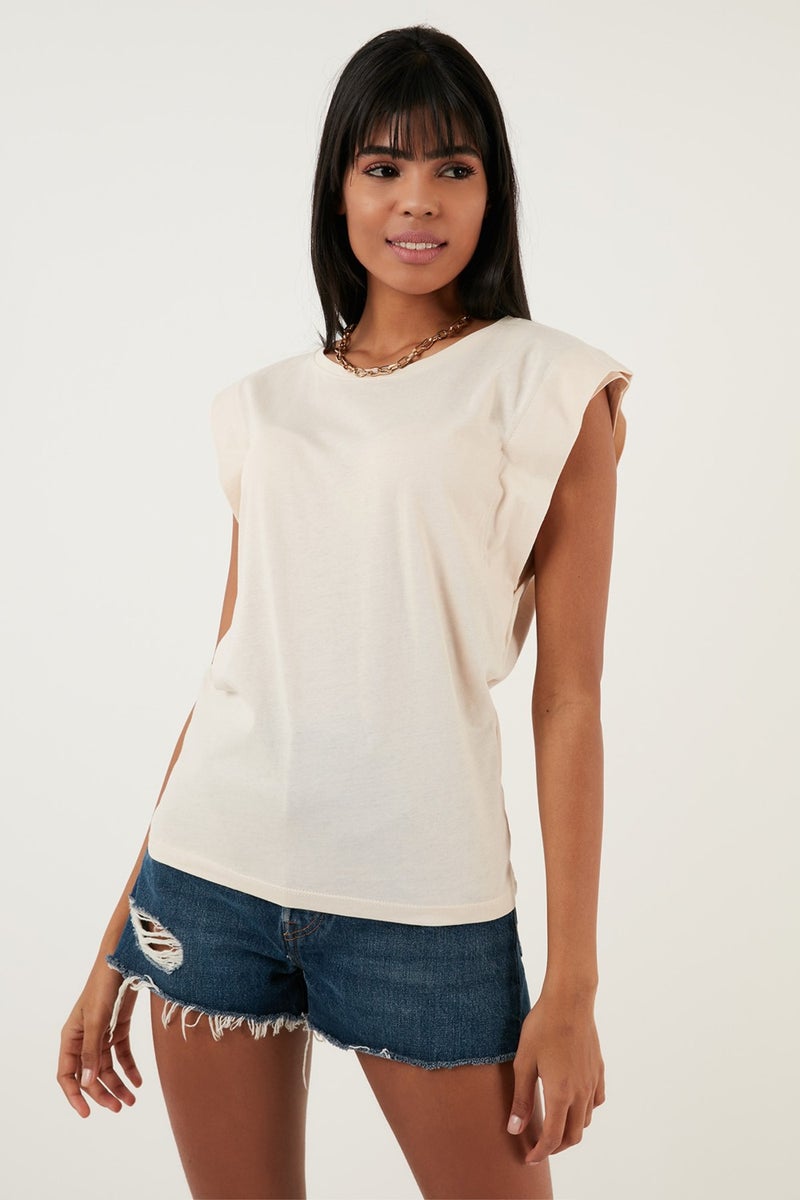 Lela 100% Cotton Crew Neck Sleeveless T Shirt Women's T Shirt 5864019  - Image 2