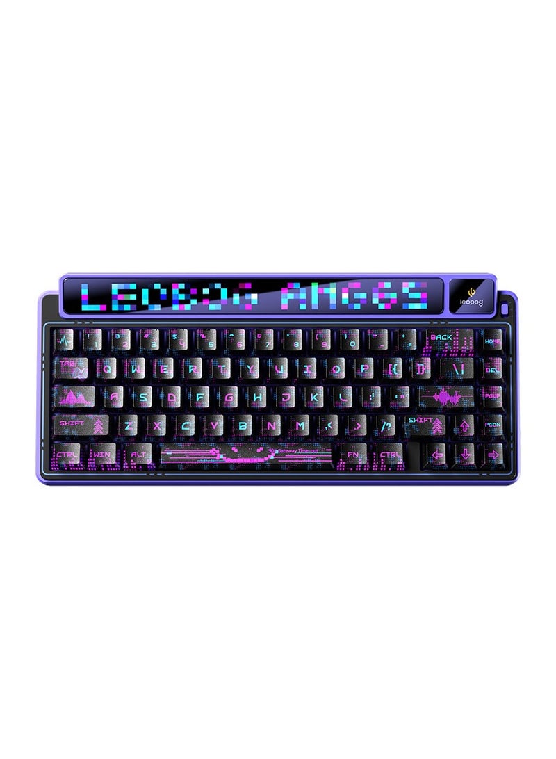 AULA LEOBOG AMG65 Tri-Mode Mechanical Keyboard 67 Keys Dual Screen Display 8000mAh Long Battery Ultra Quiet Typing (Black-Light Feather Axis) - Image 1
