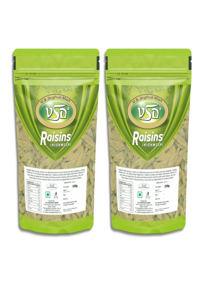 VSD 100% Natural Pure Raisins Seedless, Kishmish - Premium Dry Fruits Green Raisins Perfect for Snacking, Dry Grapes - Pack of 2 (250gm x 2) 500gm - Image 2