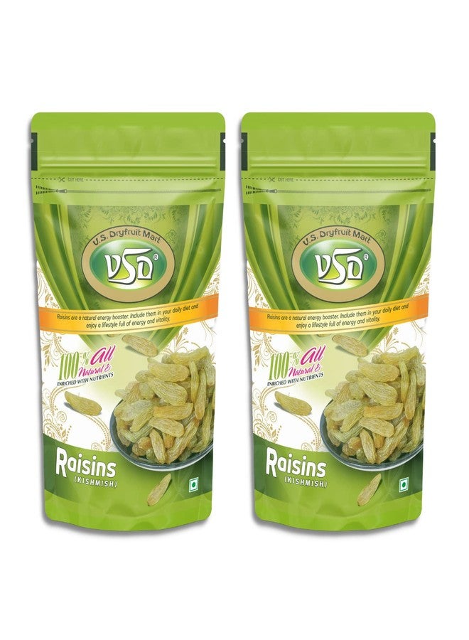 VSD 100% Natural Pure Raisins Seedless, Kishmish - Premium Dry Fruits Green Raisins Perfect for Snacking, Dry Grapes - Pack of 2 (250gm x 2) 500gm - Image 1
