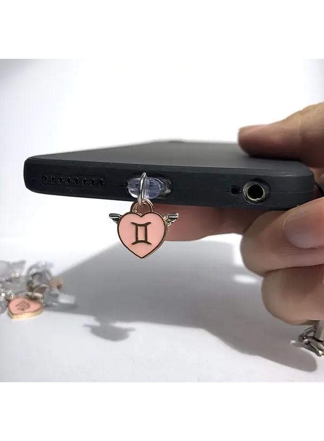 Gemini Angel Wings Phone Charm Dust Plug For Type C Charging Port Synthetic Gemstone - Image 1