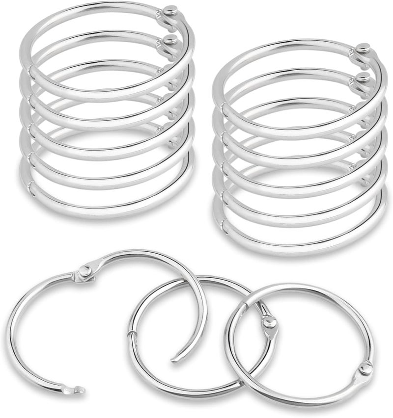 CooBigo 50 Pack Binder - 1-1/4-Inch Metal Ring Holder for Loose Leaf Paper, Index Card, Flash Card Organizer, Keychain - Silver - Image 1