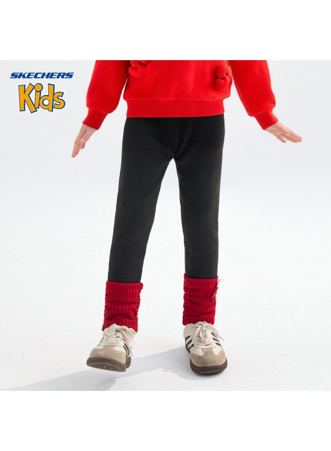 Skechers Girls' Fleece-lined Thermal Leggings Carbon Black 120 - Image 1