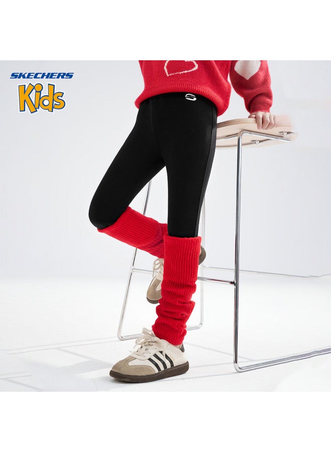 Skechers Girls' Fleece-lined Thermal Leggings Carbon Black 120 - Image 2
