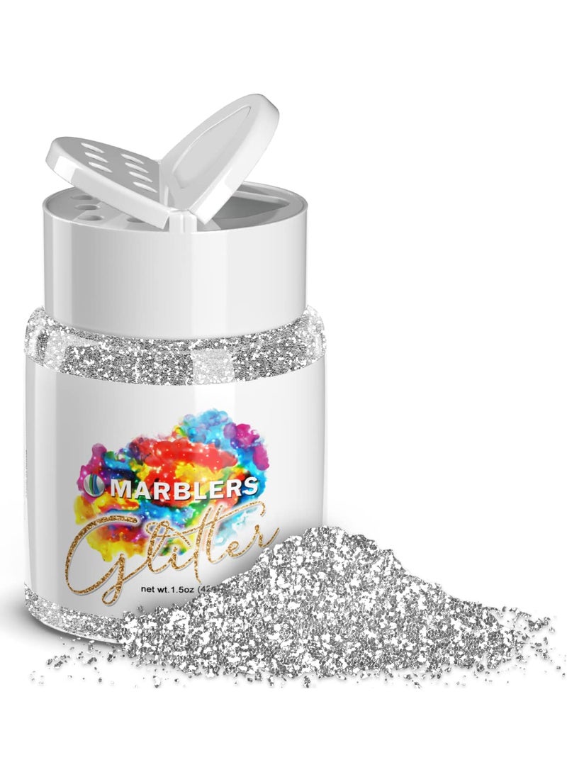 MARBLERS MARBLERS Twinkle Glitter [Silver] 1.5oz (42g) | Fine | Non-Toxic, Vegan, Cruelty-Free | Face, Body, Eyeshadow, Hair, Festival, Party Makeup | Nail Art, Polish | Resin, Tumbler, Slime, Craft 