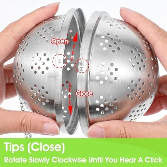 KASTWAVE Spice Ball Stainless Steel Tea Ball Strainer Infuser Fine Mesh Cooking Tool With Extended Chain Hook Durable Reusable For Soup Stew Brewing Tea Seasoning Silver - Image 5