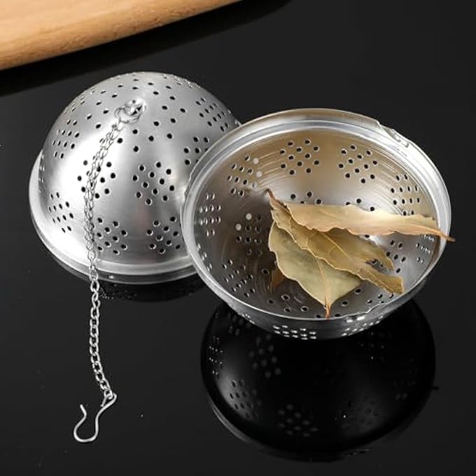 KASTWAVE Spice Ball Stainless Steel Tea Ball Strainer Infuser Fine Mesh Cooking Tool With Extended Chain Hook Durable Reusable For Soup Stew Brewing Tea Seasoning Silver - Image 4