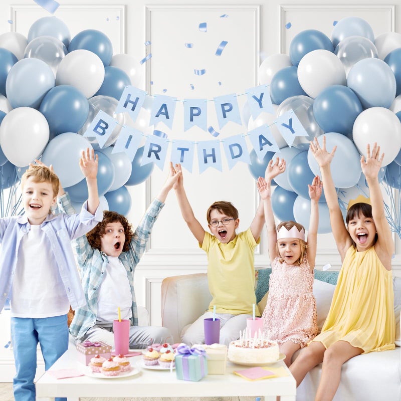 awenztech 60pcs Dusty Blue Balloons 12inch, Blue and White Balloons with Clear Balloon for Gender Reveal Bridal Baby Shower Birthday Party Decorations - Image 4