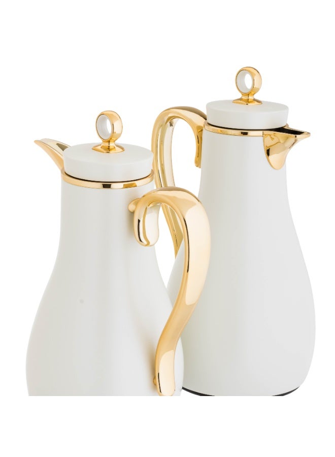 ALASKA Mira Thermos Set for Tea and Coffee with an Elegant Design in White With Gold - Image 3