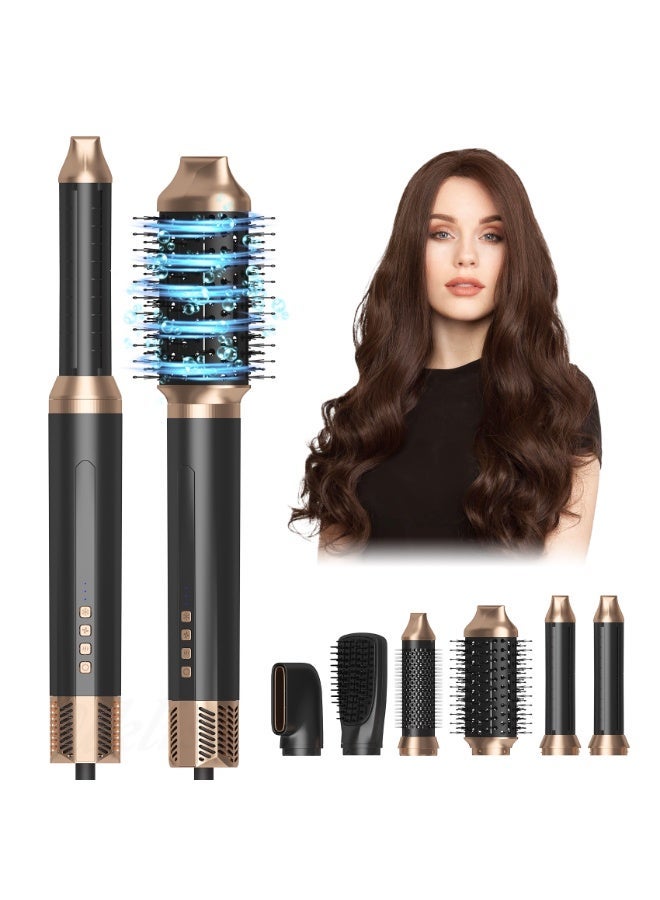 Hair Dryer Brush 6 in 1, Hot Air Brush & Styler with ALCI Safety Plug, Ionic Blow Dryer Brush for Frizz Free Salon Blowout, Volumizing & Auto Curls, for Fine to Normal Hair - Image 1