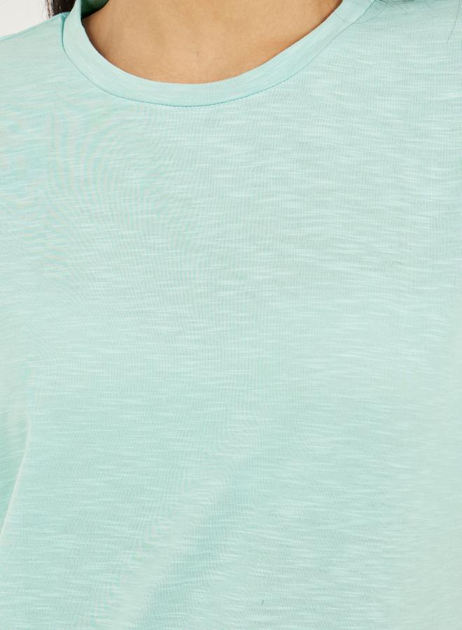 Styli Slubbed Short Sleeves Boxy T-Shirt with Lace Detail  - Image 4