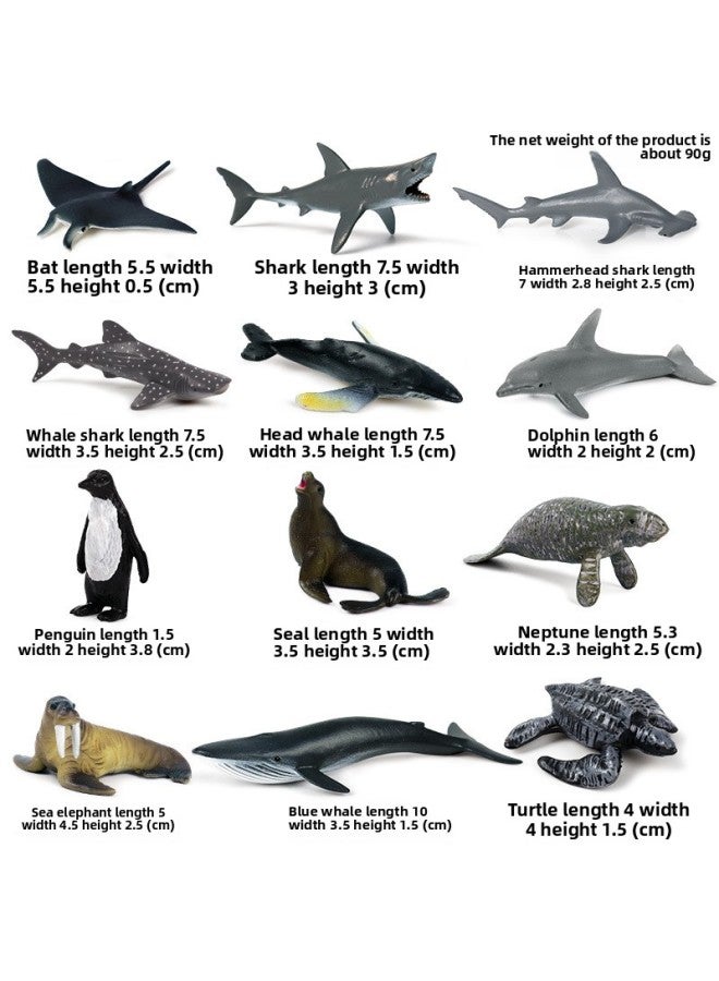 Wild Animal Toy Model Kids Mini Simulation Small Animal Poultry Tiger Lion Giraffe Shark Insect-Color:KZ Mini Ocean 12 Suit (Note Size) 0.09kg - Image 1