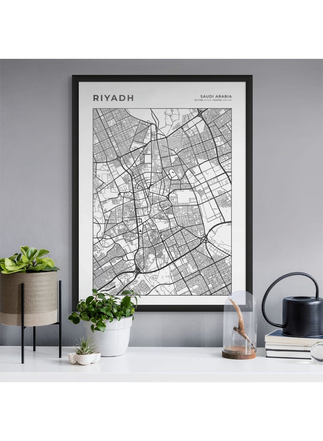 آرت دیکور  ديكور فني مؤطر صورة فنية جميلة مطبوعة لخريطة مدينة الرياض ملصق حضري حديث لغرفة المعيشة المنزلية والمكتب ديكور جدران لغرفة النوم وخريطة عمل فني - Image 3
