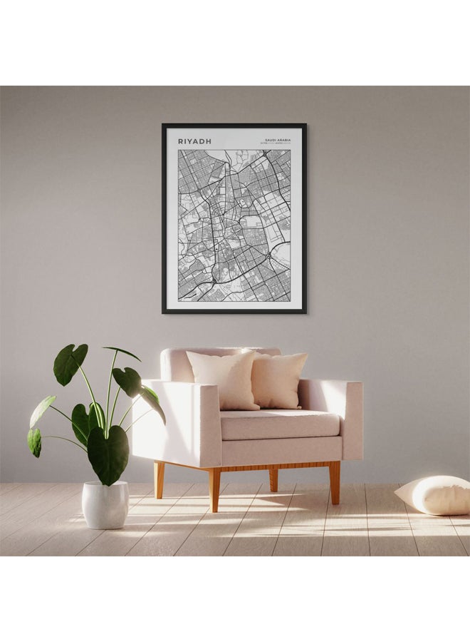 آرت دیکور  ديكور فني مؤطر صورة فنية جميلة مطبوعة لخريطة مدينة الرياض ملصق حضري حديث لغرفة المعيشة المنزلية والمكتب ديكور جدران لغرفة النوم وخريطة عمل فني - Image 2