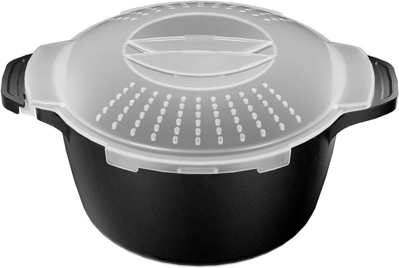 AJXX Small Microwave Cookware Steamer 1 Quart - Micro Cookware Vegetable Steamer for Cooking, Microwave Cooker with Food Container, Removable Filter and Lockab - BPA Free, Dishwasher Safe - Image 1