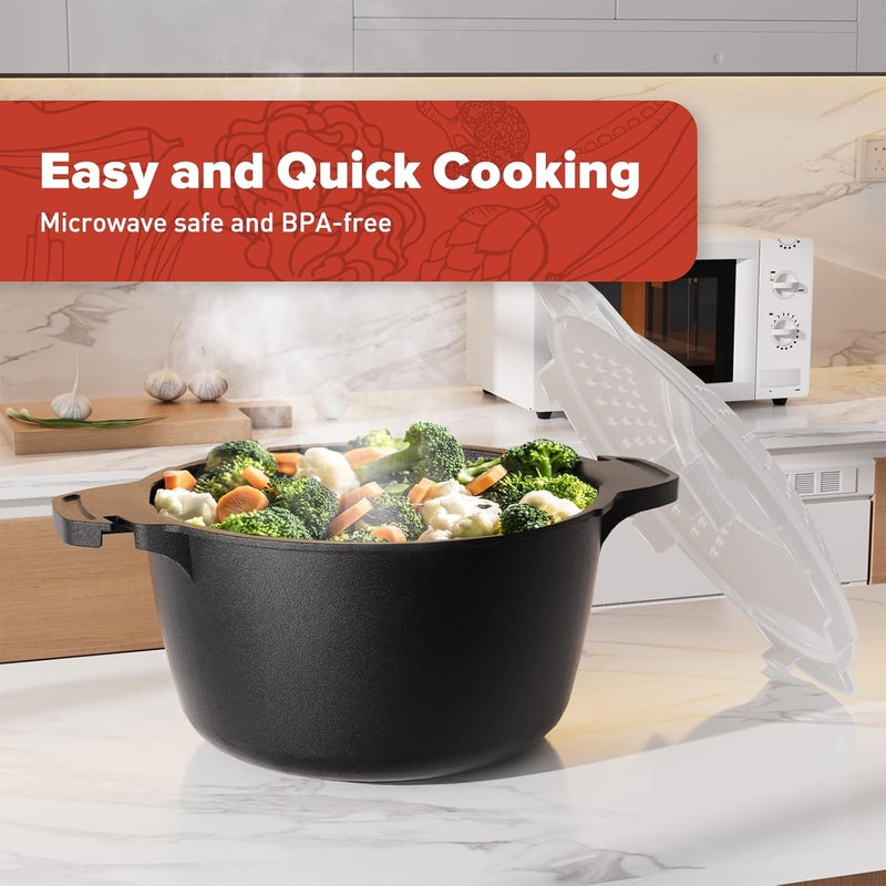 AJXX Small Microwave Cookware Steamer 1 Quart - Micro Cookware Vegetable Steamer for Cooking, Microwave Cooker with Food Container, Removable Filter and Lockab - BPA Free, Dishwasher Safe - Image 2