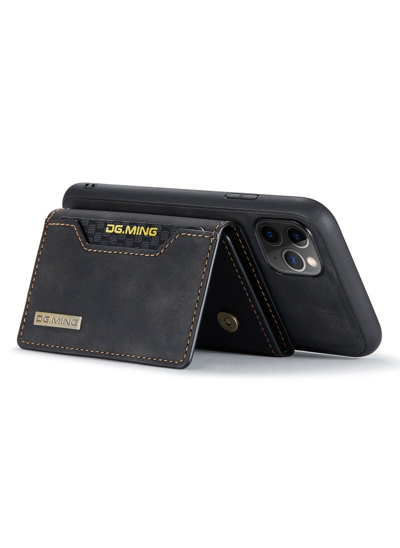 DGMING - CaseMe Wallet Case for iPhone 11 Pro MAX DGMING Premium Leather Phone Case Back Cover Magnetic Detachable with Trifold Wallet Card Holder Pocket - Black - Image 1