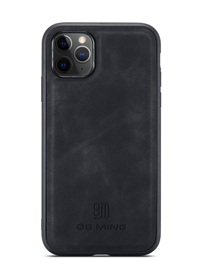 DGMING - CaseMe Wallet Case for iPhone 11 Pro MAX DGMING Premium Leather Phone Case Back Cover Magnetic Detachable with Trifold Wallet Card Holder Pocket - Black - Image 1