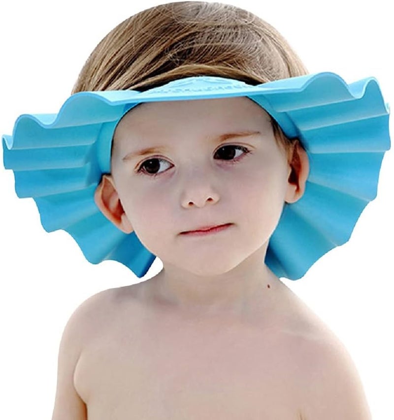 Shuiniba Baby Shower Bathing Cap Soft Shower Cap Hat Wash Hair Shield for Children Kids (Blue) - Image 5