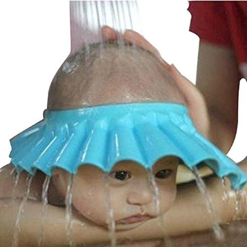 Shuiniba Baby Shower Bathing Cap Soft Shower Cap Hat Wash Hair Shield for Children Kids (Blue) - Image 1