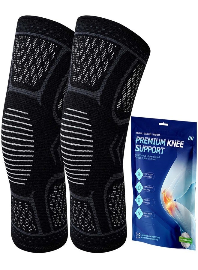 BODALA Compression Knee Brace for Men & Women –2 Pack, Relieves Knee Pain Caused by Running, Providing Knee Support and Compressive Protection, Suitable for Fitness Activities, Meniscal Tears, ACL Injuries, and Arthritis Pain Relief Black Medium - Image 1