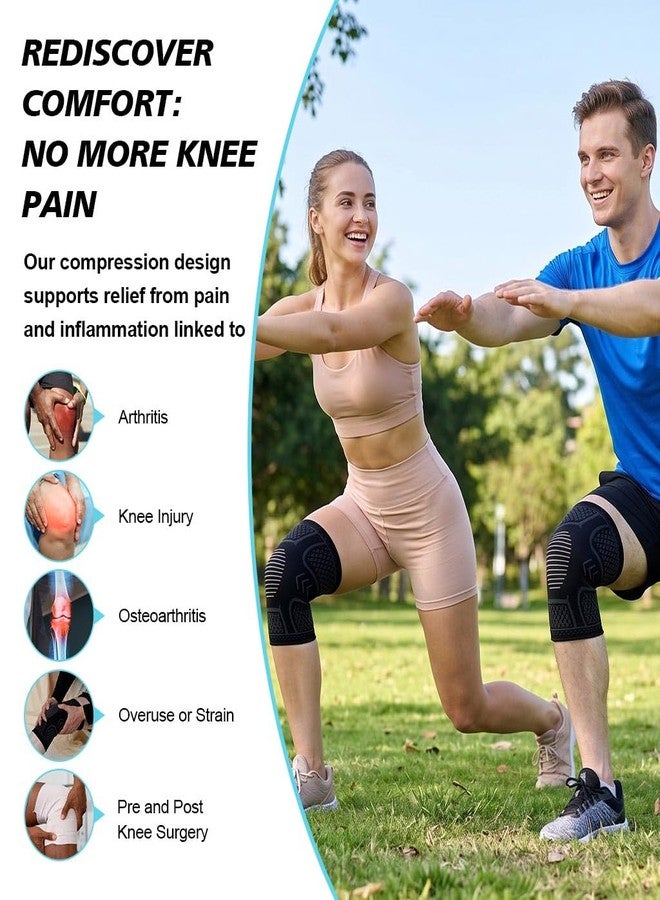BODALA Compression Knee Brace for Men & Women –2 Pack, Relieves Knee Pain Caused by Running, Providing Knee Support and Compressive Protection, Suitable for Fitness Activities, Meniscal Tears, ACL Injuries, and Arthritis Pain Relief Black Medium - Image 2