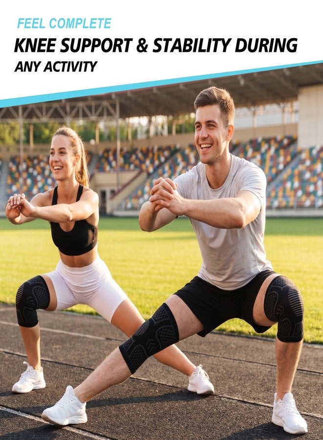 BODALA Compression Knee Brace for Men & Women –2 Pack, Relieves Knee Pain Caused by Running, Providing Knee Support and Compressive Protection, Suitable for Fitness Activities, Meniscal Tears, ACL Injuries, and Arthritis Pain Relief Black Medium - Image 3