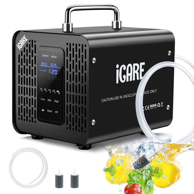 iCare Ozone Generator 60,000mg/h & Ozone Generator Water 1000 mg/h High Capacity Smart Ozone Machine Odor Removal Commercial Ozone Odor Eliminator for Home, Smoke, Pet Odor, Car, Cleaning Fruits, Vegetables - Image 1