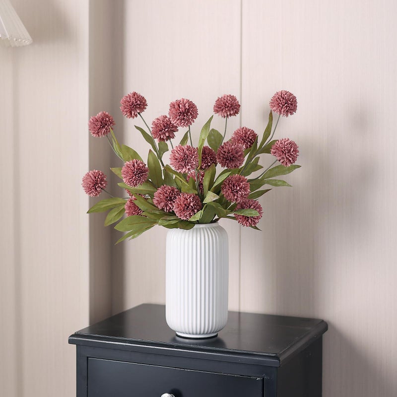 VIERENA 6 Pcs Faux Silk Pompon Mum Artificial Flowers for Vase -27", Bulk Fake Chrysanth Branches with Stems for DIY Bouquet Centerpieces Wedding Fillers Arrangements Shower Decorations (Warm Pink) - Image 4