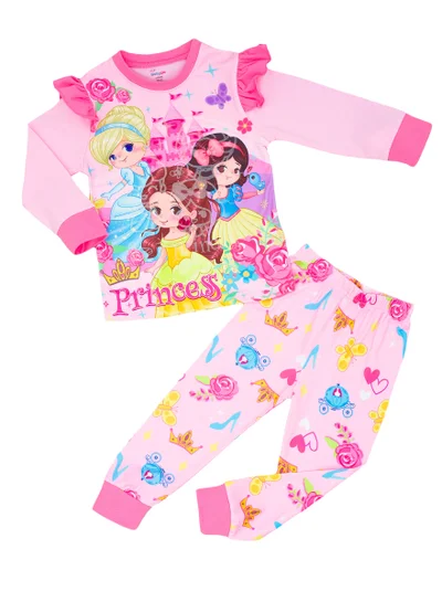 babyqlo Triplet Royalty Glowing Princess Printed Pajama Sets for Little Girls