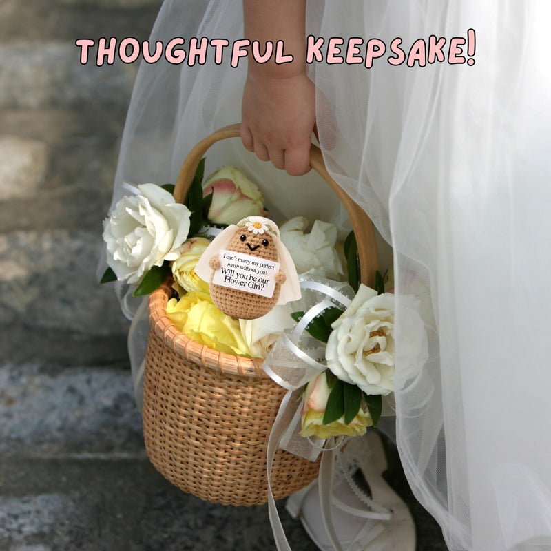 M.O.Q. Bridesmaid Proposal Wedding Party Will You Be My Bridesmaid Maid of Honor Crochet Gifts Ideas, Bachelorette, Small Cute Stuff Things, Handmade Bride Bridal Gift Set Box (Flower Girl) - Image 5
