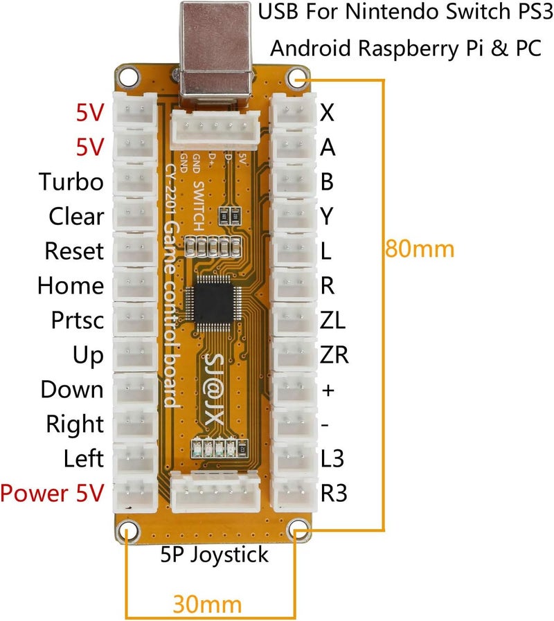 SJ@JX Arcade Game Controller USB Encoder 2 Player Gamepad Cherry MX Microswitch Button 8way Joystick for Nintendo Switch PC PS3 Retropie Raspberry Pi MAME - Image 2