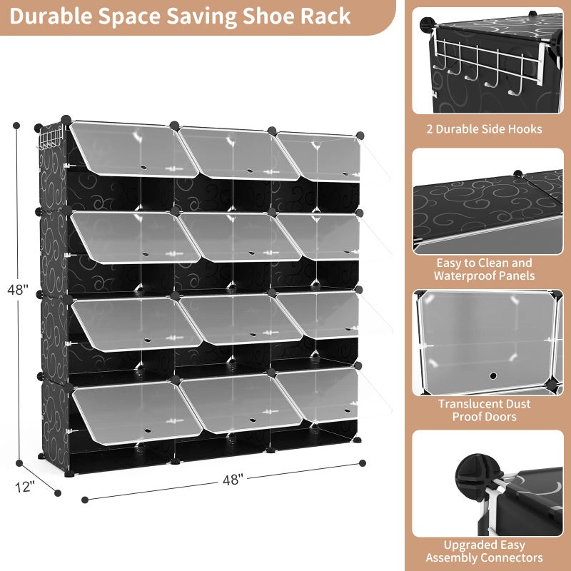 ROJASOP Portable 8-Tier Shoe Cabinet - 48-Pair Shoe Organizer with Expandable, Free Standing, Stackable Space Saving Design and 2 Exclusive Versatile Hooks for Bedroom - Image 3