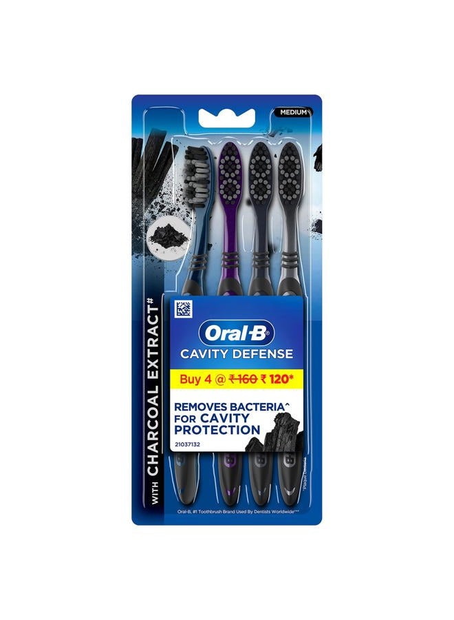 Oral-B Oral B Cavity Defense 123 Black Toothbrush � Medium (Pack of 4) - Image 1