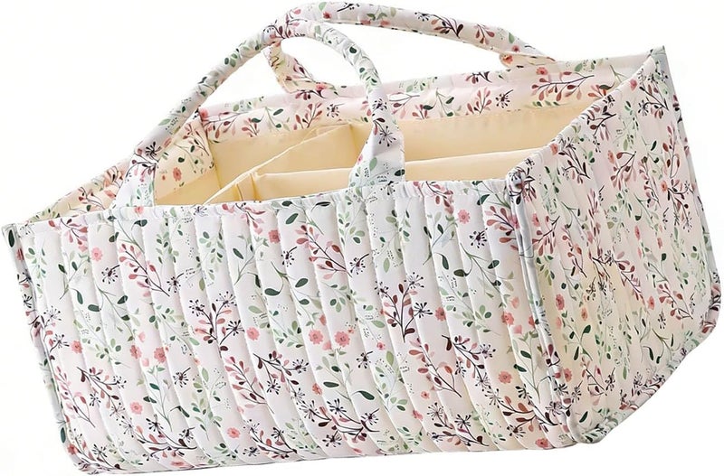 Elegant Quilted Diaper Basket with Wear Exterior and Reinforced Handles for Nursery Storage - Image 4