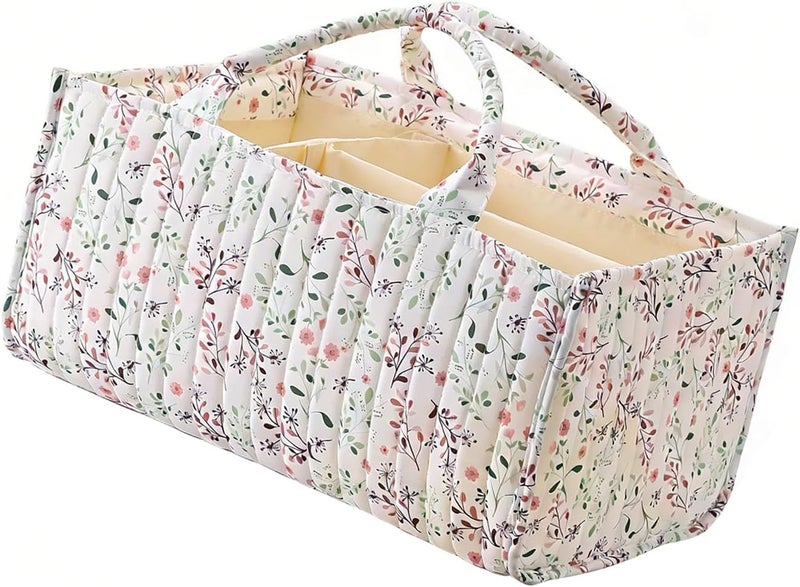 Elegant Quilted Diaper Basket with Wear Exterior and Reinforced Handles for Nursery Storage - Image 3