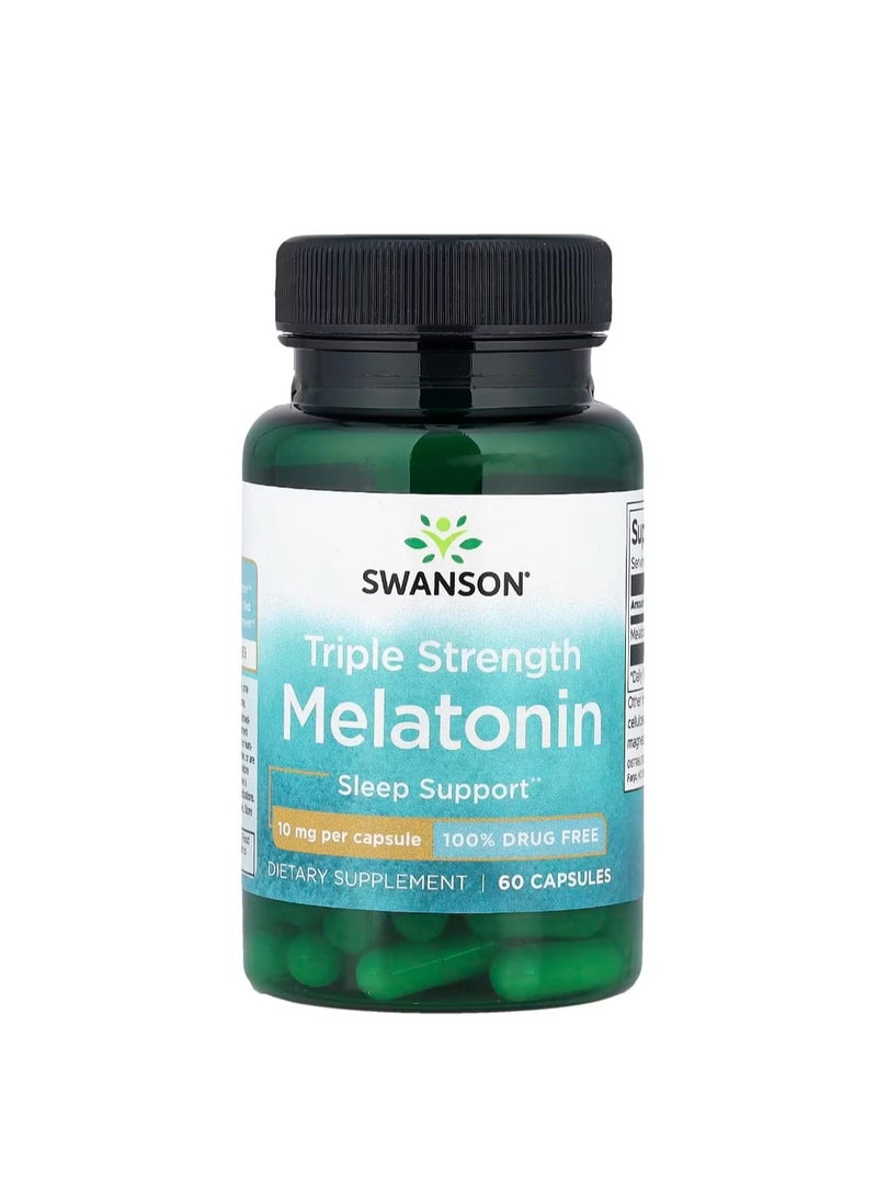 سوانسون ميلاتونين ثلاثي القوة 10 ملغ 60 كبسولة - Image 1