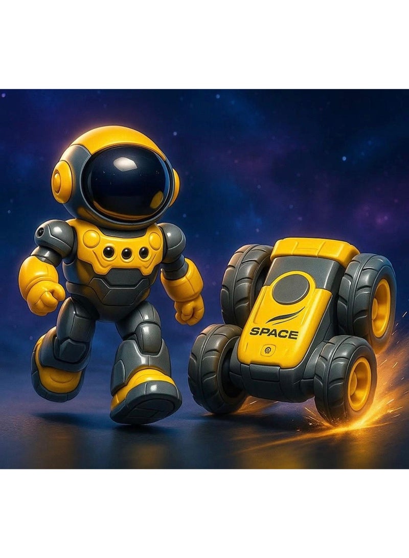 Toyland 2-in-1 RC Robot & Space Car Toy Set – Interactive Walking Astronaut with Music, Lights, and Programming Mode – Remote Control Stunt Vehicle for Kids - Image 2