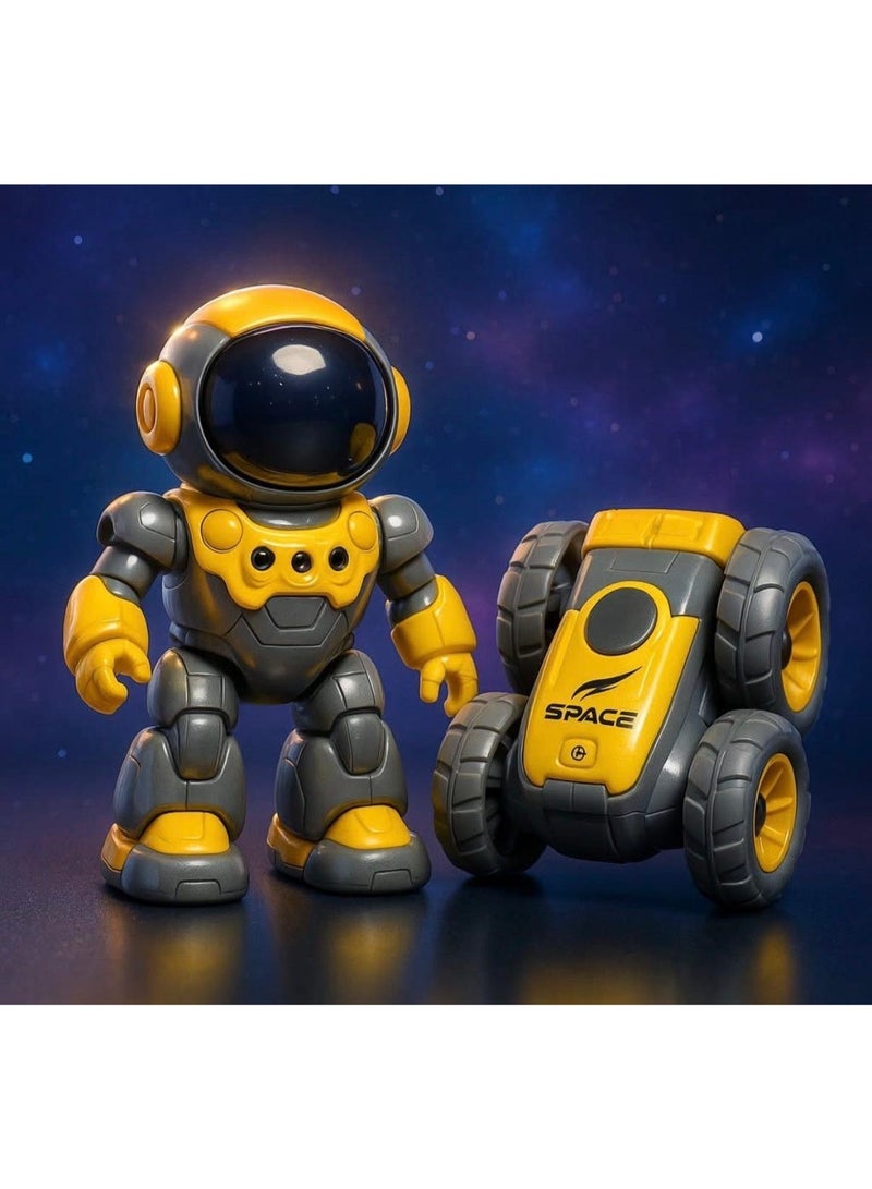 Toyland 2-in-1 RC Robot & Space Car Toy Set – Interactive Walking Astronaut with Music, Lights, and Programming Mode – Remote Control Stunt Vehicle for Kids - Image 3