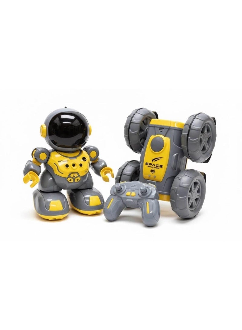 Toyland 2-in-1 RC Robot & Space Car Toy Set – Interactive Walking Astronaut with Music, Lights, and Programming Mode – Remote Control Stunt Vehicle for Kids - Image 4