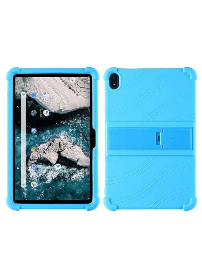 For Nokia Nokia T20 Protective Case Tablet 10.4 Inch Drop-proof All-inclusive Bracket Silicone Protective Case-Color:Sky Blue
