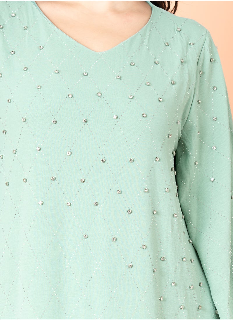 IKKXA Crystal Breeze Jalabiya Turquoise  - Image 2
