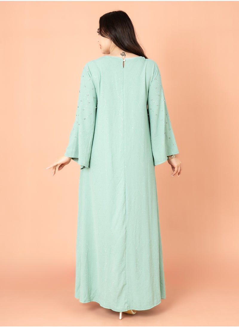 IKKXA Crystal Breeze Jalabiya Turquoise  - Image 4