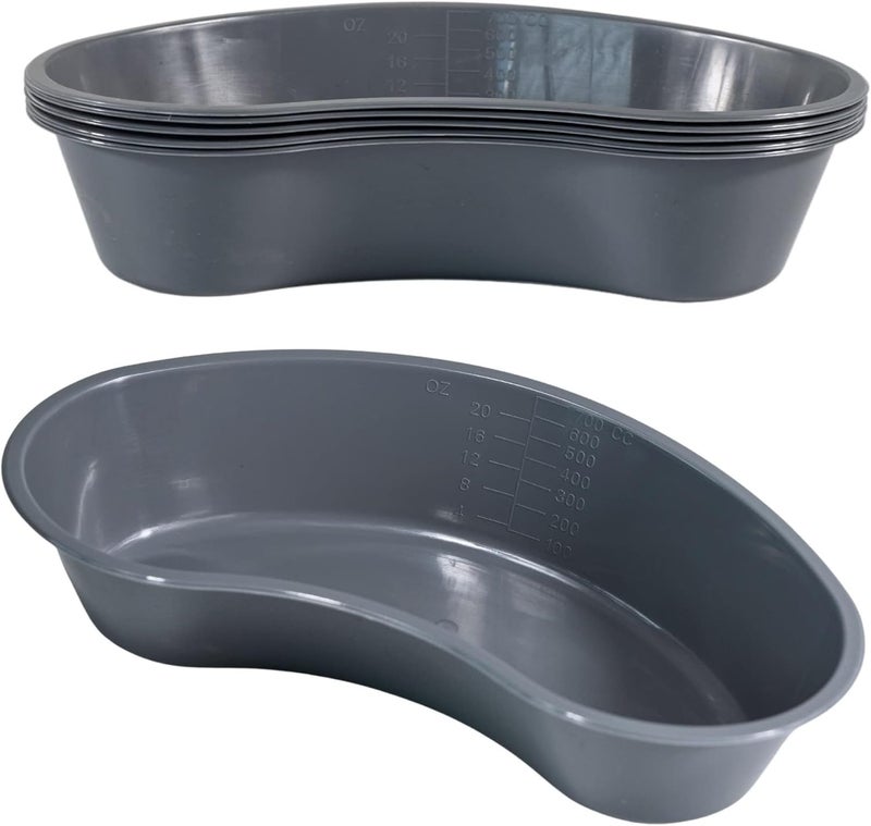 Vakly Graduated Emesis Basins 700ML Pack of 5 Graduated Kidney Shaped Bowl  Sturdy Plastic Irrigation Basin Tray - Image 1