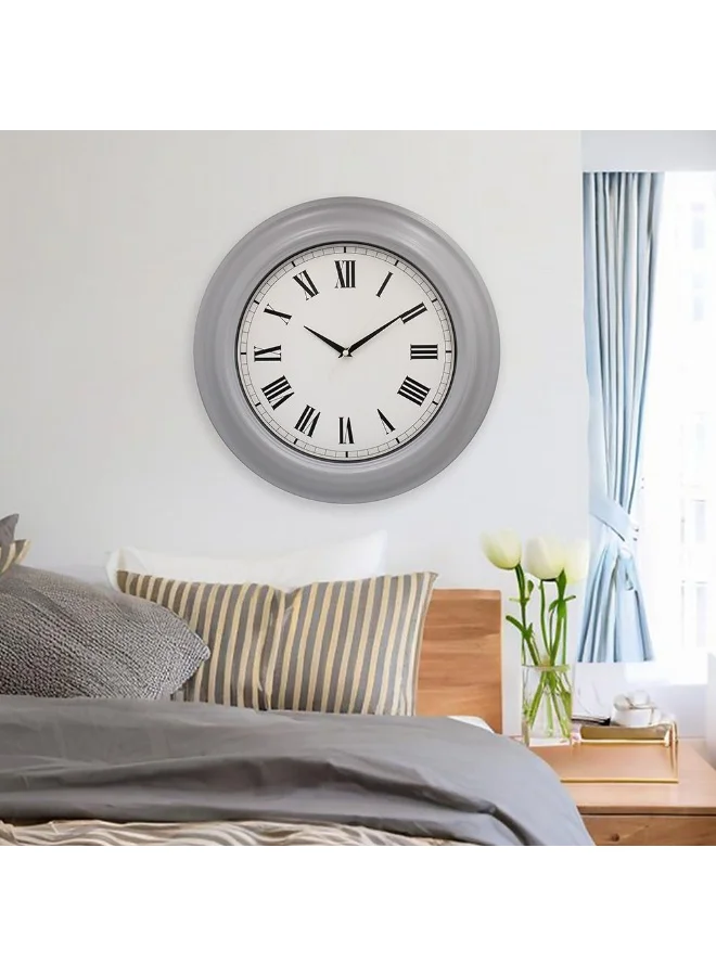 DANUBE HOME Danube Home Sansa Rubber Wood Roman Wall Clock - Grey 50.6X50.6X5 Stylish Wall Decor For Home Elegant Mdf & Rubber Wood Design Perfect For Living Room & Office Decorative Home Accessories
