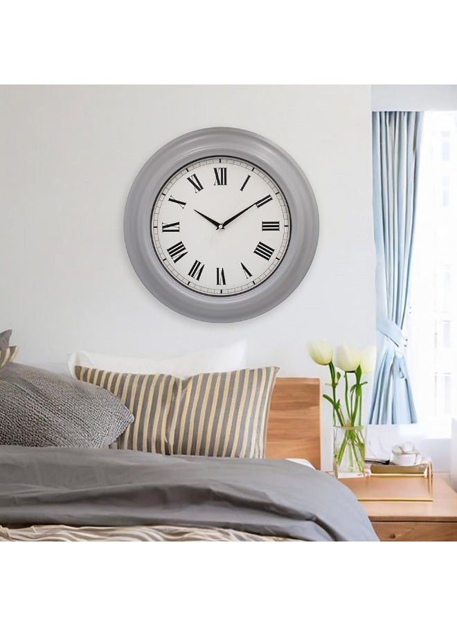 DANUBE HOME Danube Home Sansa Rubber Wood Roman Wall Clock - Grey 50.6X50.6X5 Stylish Wall Decor For Home Elegant Mdf & Rubber Wood Design Perfect For Living Room & Office Decorative Home Accessories  - Image 1