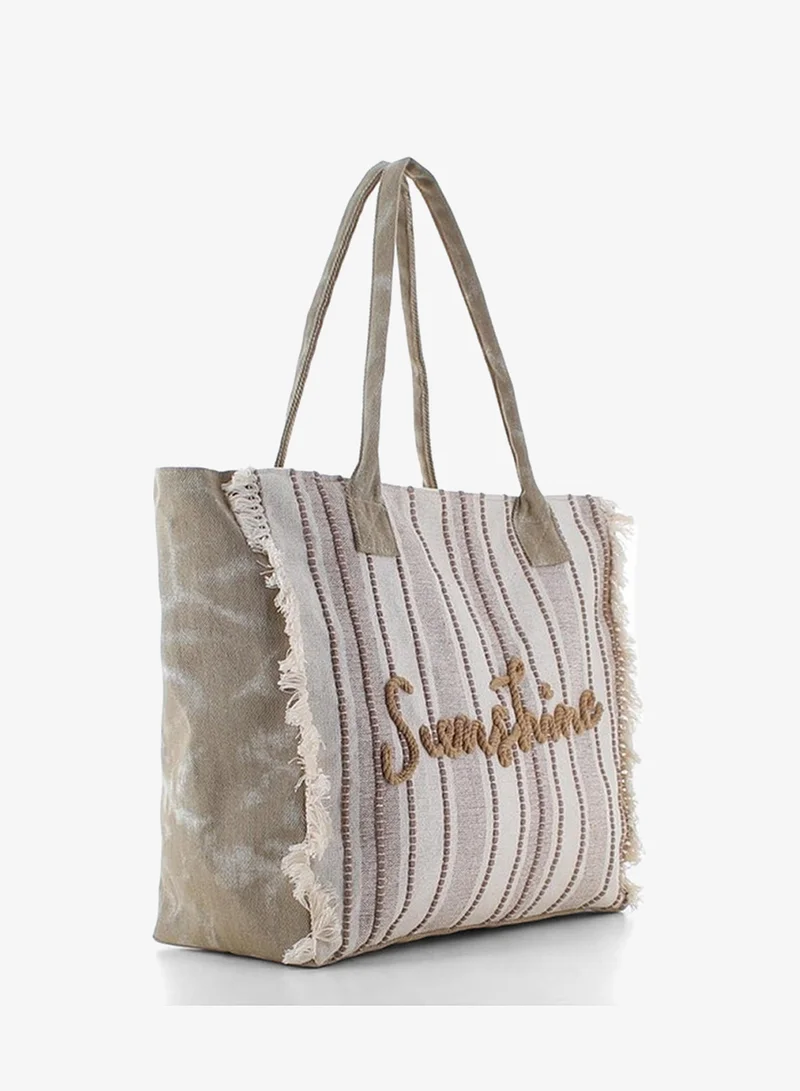 مارينا جالانتي Marina Galanti Women's Lula Fabric Beach Bag with Zip Closure – Beige