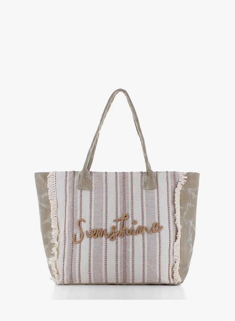 مارينا جالانتي Marina Galanti Women's Lula Fabric Beach Bag with Zip Closure – Beige