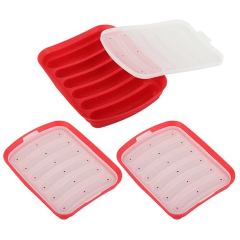 Hot Dog Sausage Mould 3 PCS Silicone Non-Stick Baking Tools DIY Egg Sausage Maker for Home Kitchen Food-Grade Flexible Mold Set Cooking Activity Toy - Image 1